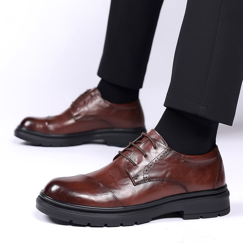 Men's leather dress shoes - new autumn collection: business formal, casual, breathable, soft sole, soft leather, british style, wedding shoes
