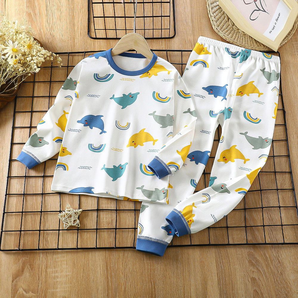Wholesale new autumn children's home wear: kids' cotton underwear sets, baby thermal underwear, and infant pajamas