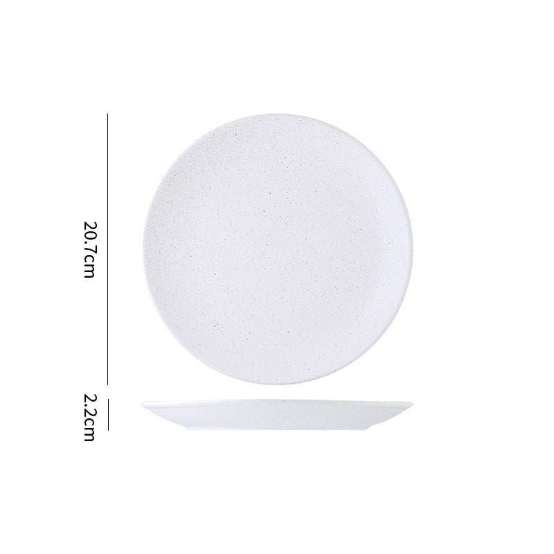 Minimalist blue & white polka dot ceramic dinnerware set - western dinner plates, restaurant & hotel quality ceramic tableware with polka dot design