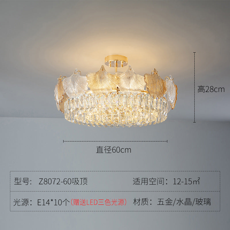 French crystal chandelier cream wind lighting glass medieval lamps light luxury 2023 new living room master bedroom lamp