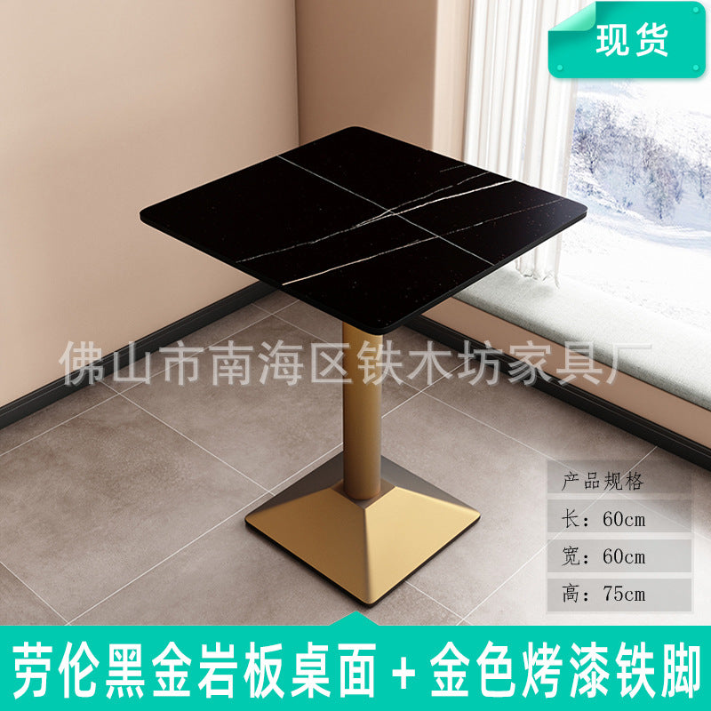 Customized commercial slate dining table simple table bar milk tea fast food restaurant canteen rectangular table apartment negotiation table and chairs