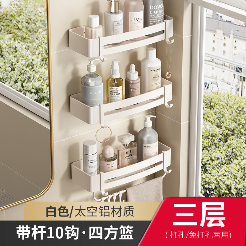 White Toilet Shelf No Punching Triangular Bathroom Toilet Wash Table Wall Mounted Wall Storage Toilet