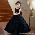 Hot-selling ready-to-ship girls' dresses: new european and american style, elegant tulle skirts, children's tiered dresses, high-end black halloween dresses
