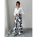 cross-border new women's fashion printed set, elegant two-piece outfit
