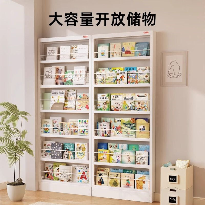 Behind-the-door bookshelf, ultra-slim over-the-door organizer, steel kids' storage rack for picture books, home wall bookshelf