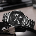 New hollow-out creative tech men's steel band watch with rotating bezel - quartz watch for cross-border e-commerce