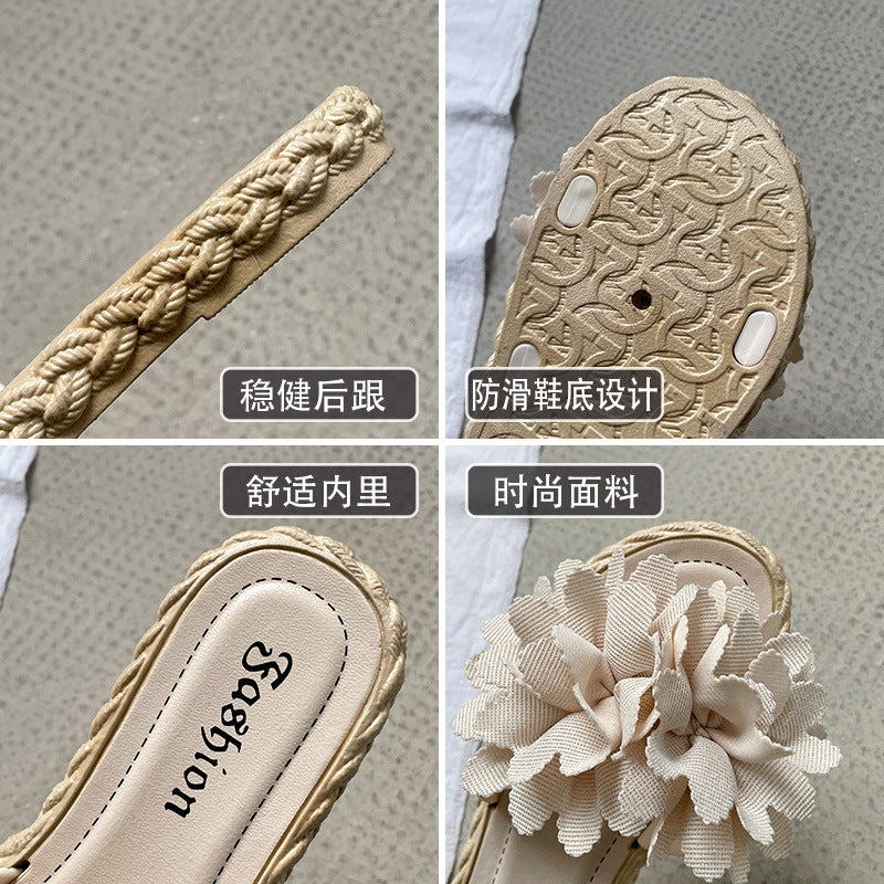 Bow-tie slippers for women, fashionable and versatile, popular one-line flat bottom 2024 summernew arrival cool slippers ins trend