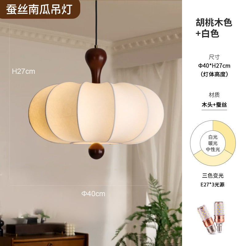 Vintage Nanyang wind bedroom chandelier wabi sandy wind medieval creative pumpkin plastic art warm book room master bedroom light