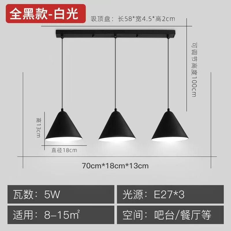 Modern minimalist luxury linear three-light pendant chandelier for dining room, bar, living room, b&b, hotel - unique nordic style