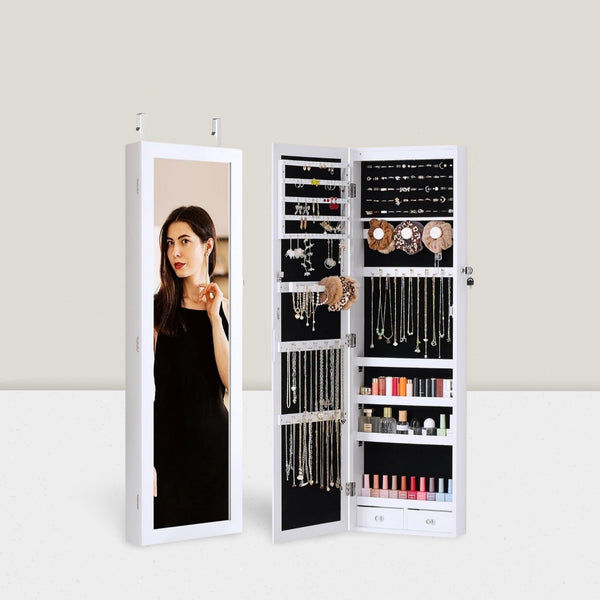 Solid wood floor-to-ceiling full-body mirror cabinet dressing mirror multi-functional jewelry storage fitting mirror cabinet bedroom