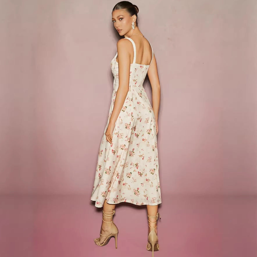 fashion printing elastic fashion goddess one step long dress silmslimming looksexydress
