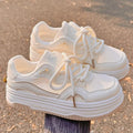 Premium soft-soled white sneakers for women - new autumn 2026 collection: versatile casual athletic shoes with breathable mesh and hidden wedge heel