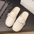 2025 summer new pearl-embellished mule slippers for women, round toe slip-ons, wholesale casual shoes