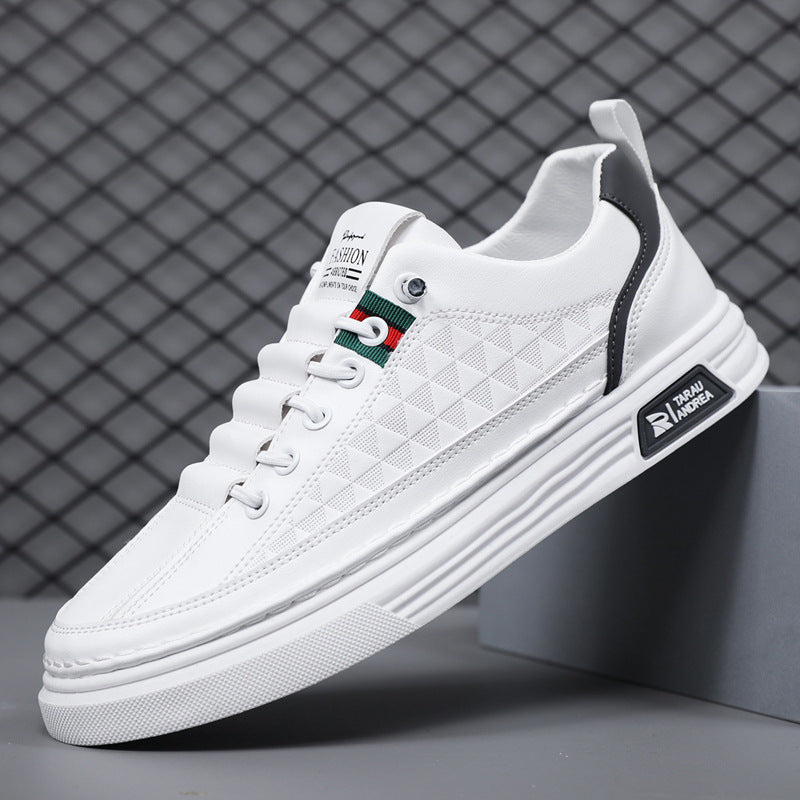 Men's 2026 new white sneakers: spring breathable trendy casual skate shoes, versatile business loafers, and street style footwear