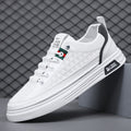 Spring men's new breathable slip-on white shoes, trendy versatile leather shoes, athletic casual sneakers, fashionable shoes