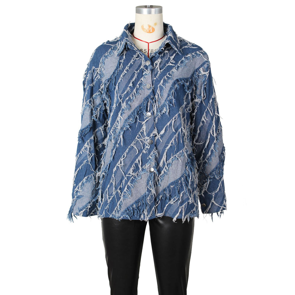 spring new women's fashion casual loose fringe denim jacket
