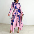 D3264 cross-border fashionplus size women's clothing  new elegantprinting asymmetrical lapel foreign trade dress