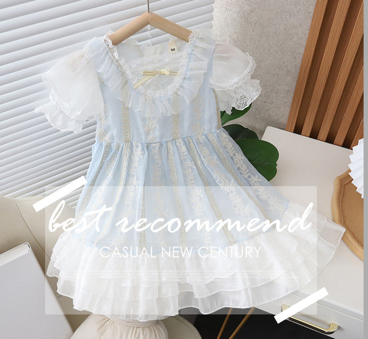 Girls' summer princess dress  new korean style little girl's dress children's sweet tulle skirt gown