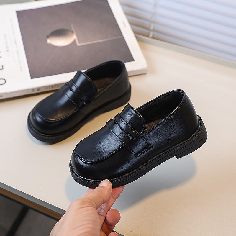 Kids' british style leather shoes -  spring/autumn new collection - girls' loafers - fashionable, versatile, retro slip-on flats