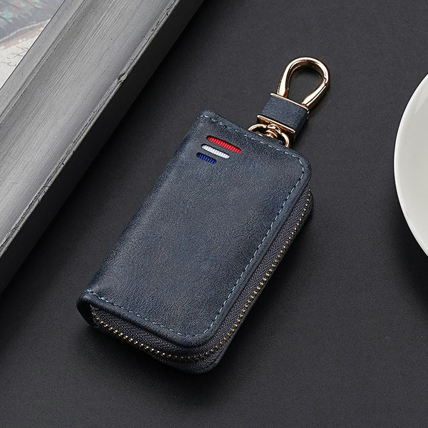 Cross-border business pu leather zipper bag, men's business waist key bag, women's multi-function car universal keychain
