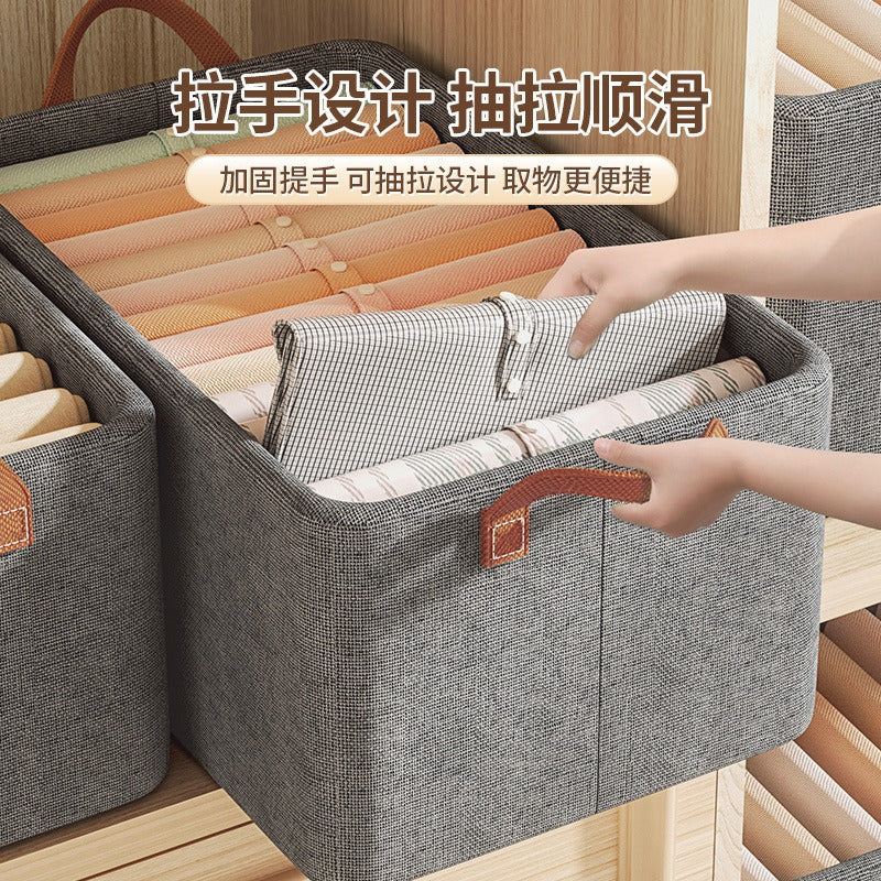cationic folding bold steel frame storage box, fabric storage box with handle, thickened clothing storage box finishing