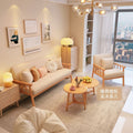 Scandinavian solid wood sofa small apartment double three-person living room clothing store japanese style simple easy modern fabric sofa