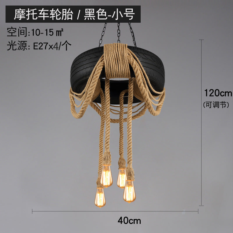 American retro hemp rope chandelier creative hotel lobby B & B restaurant lamp personalized industrial style hotel box lamp