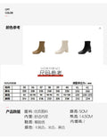 Martin boots women's 2024 new women's boots winter fashion square toe back zipper short boots women's thick heel mid heel boots women