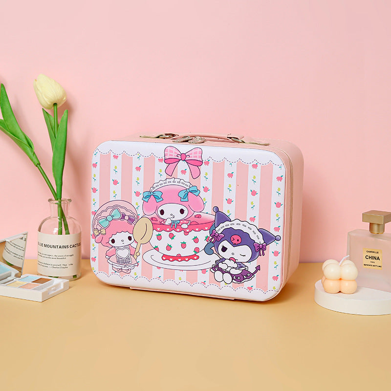 Cute cartoon Kulomie cosmetic case desktop plus size PU leather cosmetic mirror storage box portable storage case