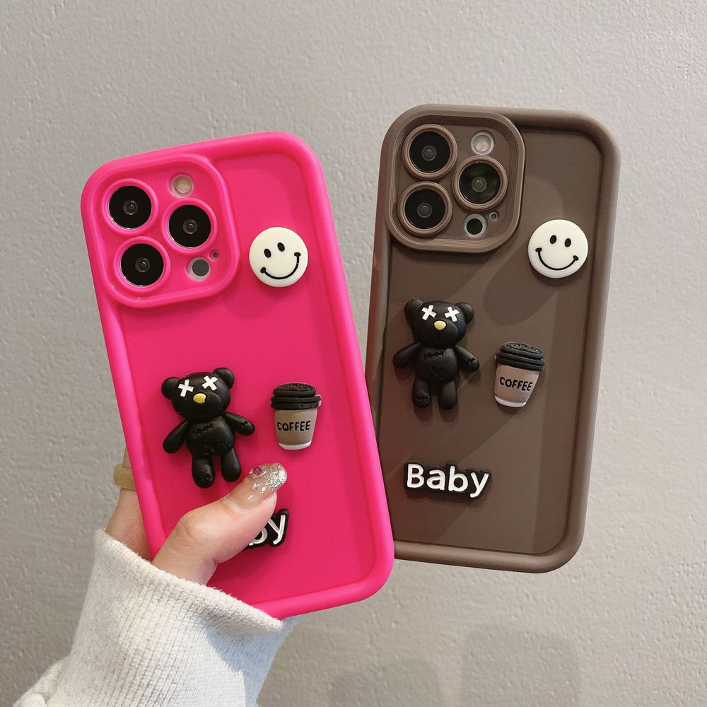 Gaozhu is suitable for apple 16pro stereo smiley face violent bear mobile phone case iphone12/11/xr all-inclusive protection