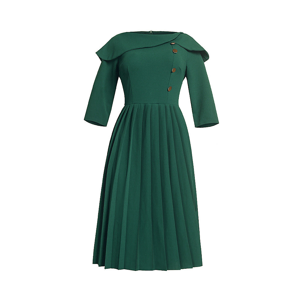 European and american independent station women's clothing   work clothing style pleated skirt waist slimming lookplus size african dress