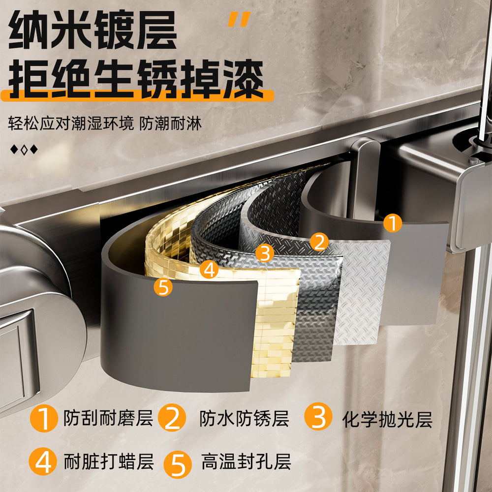Suction cup mop clip bathroom wall hanging clip bathroom punch-free fixed hook buckle broom storage rack storage rack