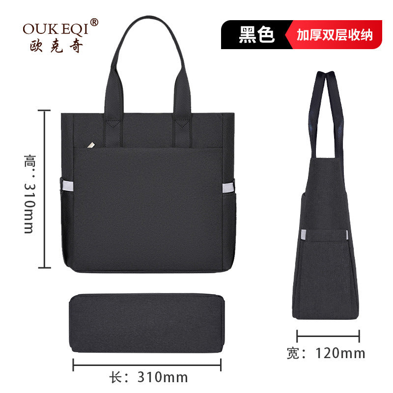 Satchel briefcase college training bag large capacity oxford cloth waterproof information bag travel office document bag personalized