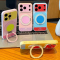 Suitable for apple 17 macaron contrast color large window rotating stand simple iphone18promax mobile phone case 16