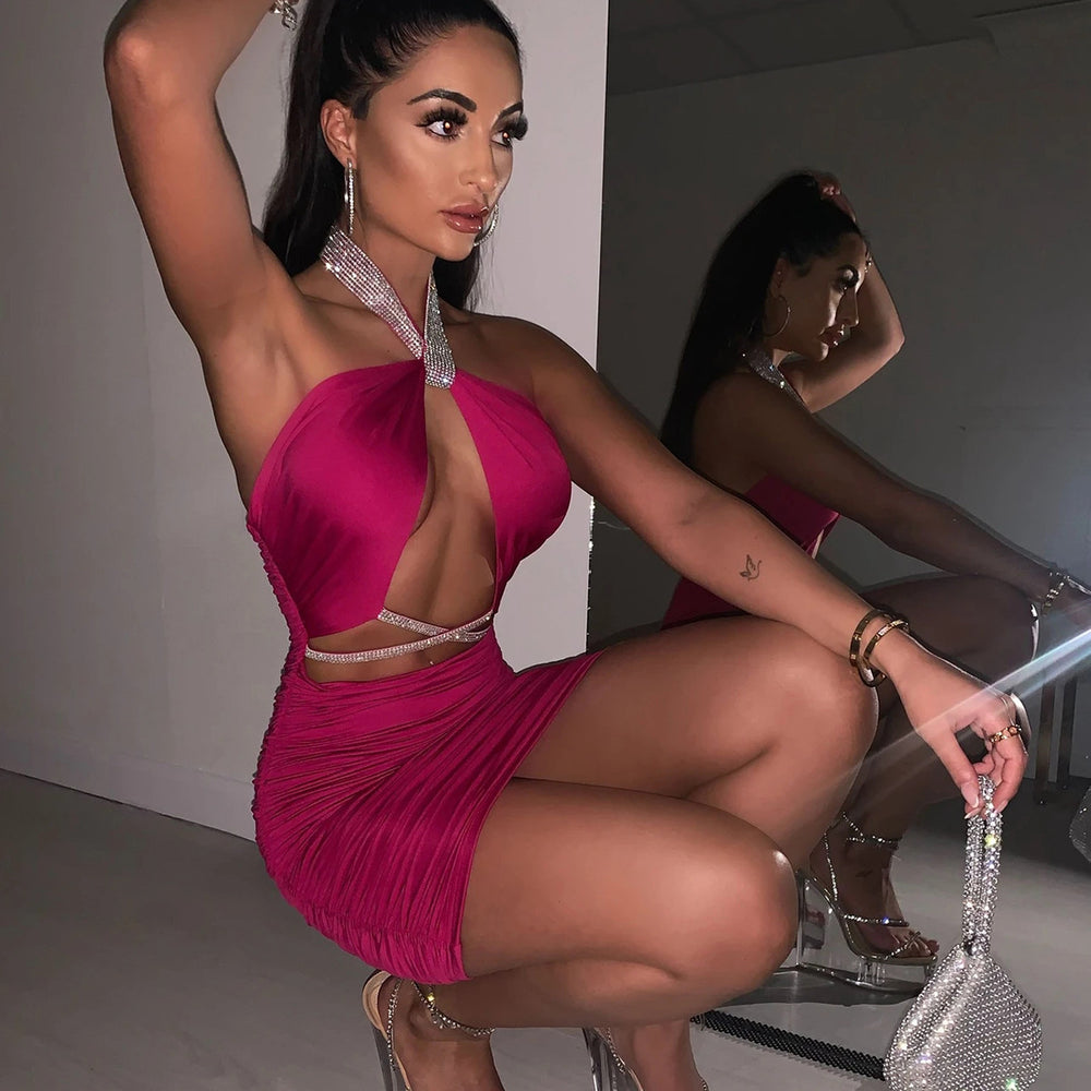 Export hot style nightclub skirt new arrival women's halter tight sexy bandage dress dress wholesale
