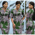 African women's plus size half-open collar dress - leopard print bodycon pencil skirt - available on  &