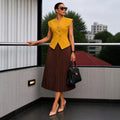 European and american cross-border women's fashion:  summer new arrival - elegant sleeveless vest top and pleated midi skirt set