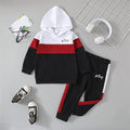 Kids' boys' clothing set: plaid bear hoodie and patchwork pants - autumn/winter collection