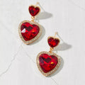 European and american hot-selling fashionable heart earrings - lightweight luxury, high-end, full diamond heart-shaped gemstone sweet and elegant earrings for women