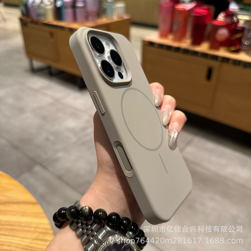 Suitable for apple 17 all-inclusive anti-fall ai button mobile phone case liquid silicone thin ring magnetic suction iphone16 large hole 14