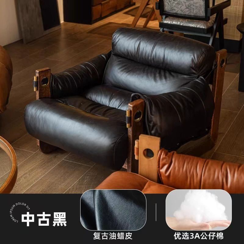 Lazy sofa single living room italian retrocasual designer accessible luxury solid wood jersey sofa chair lounge chair