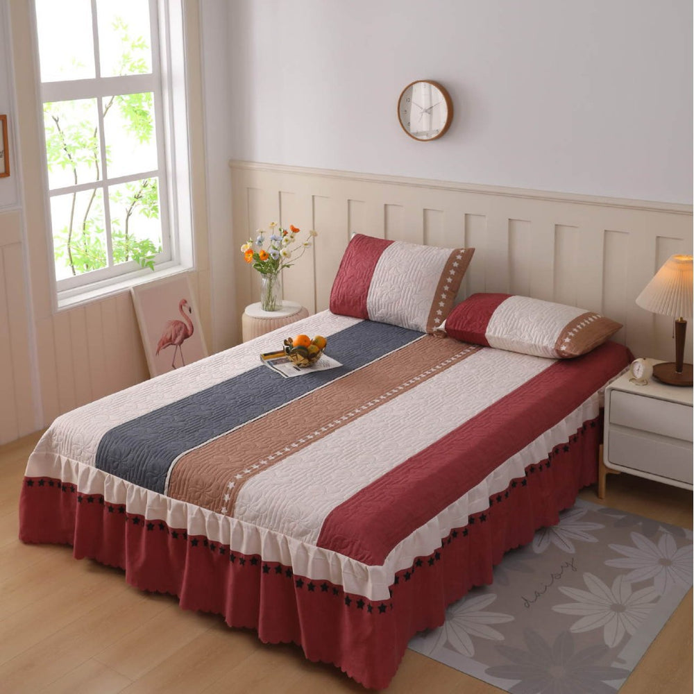 2026 amazon quilted bed skirt bedspread heightened double anti-static breathable mattress simmons bedspread three-piece set