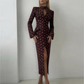 new summer women's clothing - export fashion european and american style dress - elegant button-down polka dot slit bodycon dress