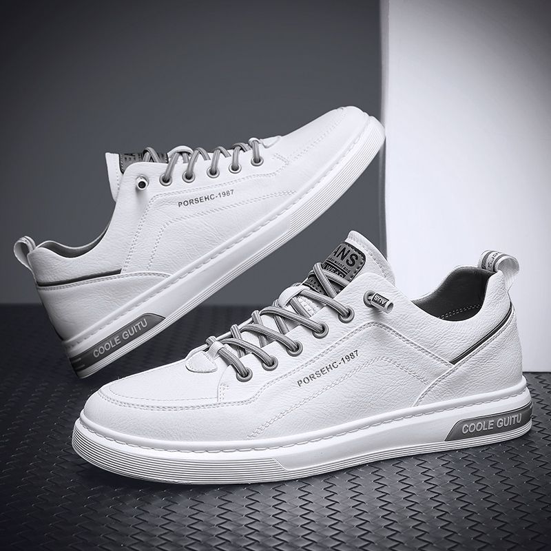 Men's casual leather shoes - spring/autumn 2025 new collection - men's white flat shoes - versatile winter sports white shoes for teens