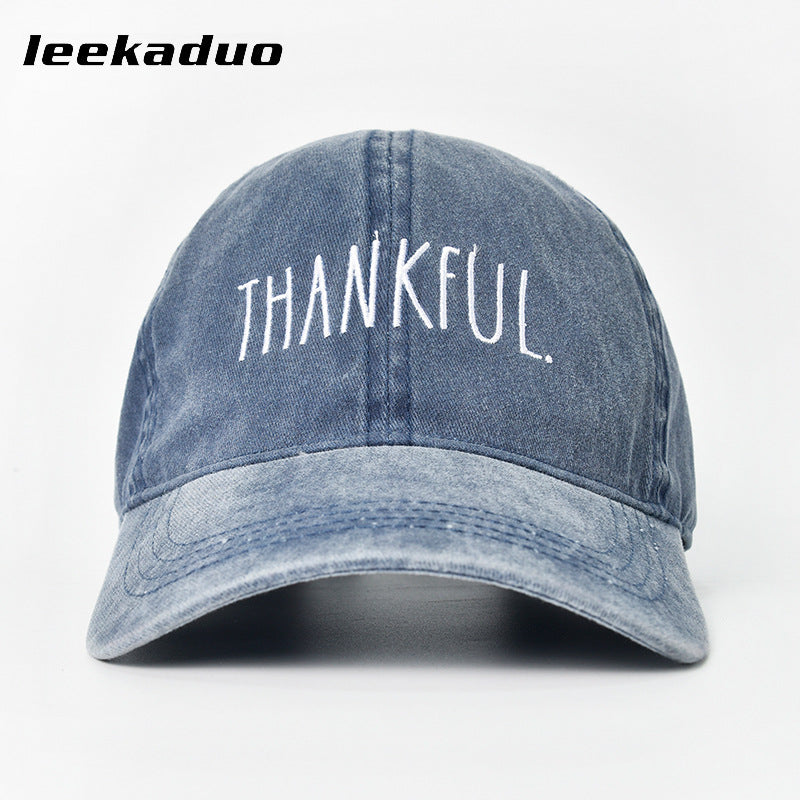 Retro old couple baseball cap stone ground washed letter cap men's wide brim big head circumference sports sunscreen cap