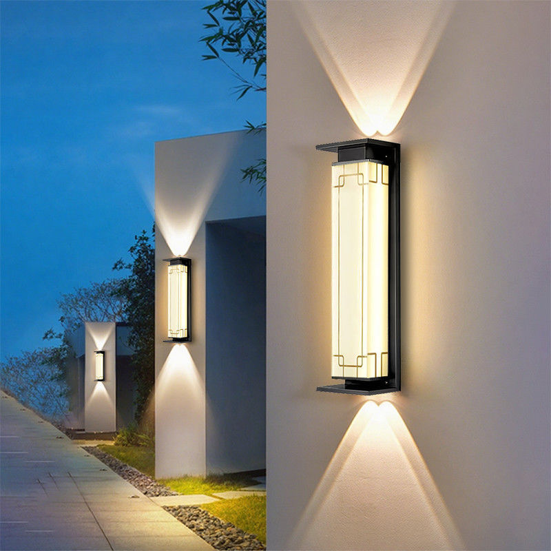 Solar powered waterproof wall light - up & down lighting, premium outdoor garden fence, chinese style pillar, balcony, villa wall sconce
