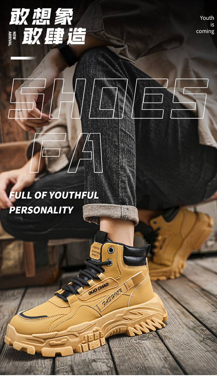 Men's autumn new arrivals: trendy and versatile men's martin boots, work boots, non-slip, wear-resistant, thick-soled desert boots