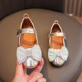 Girls'  spring new bowknot soft sole princess leather shoes for mid-to-large children - wholesale magic tape closure kids' shoes (direct from manufacturer)