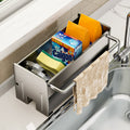 Kitchen sink dishcloth drain rack - multifunctional organizer for sink area, holds sponges, scrubbers, and dish soap
