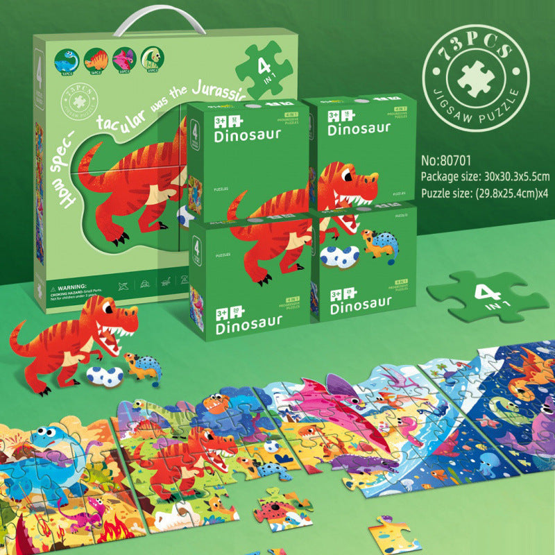 Cross-border export of advanced puzzle toys, four-in-one children's educational puzzles, enlightenment and development of paper flat puzzles
